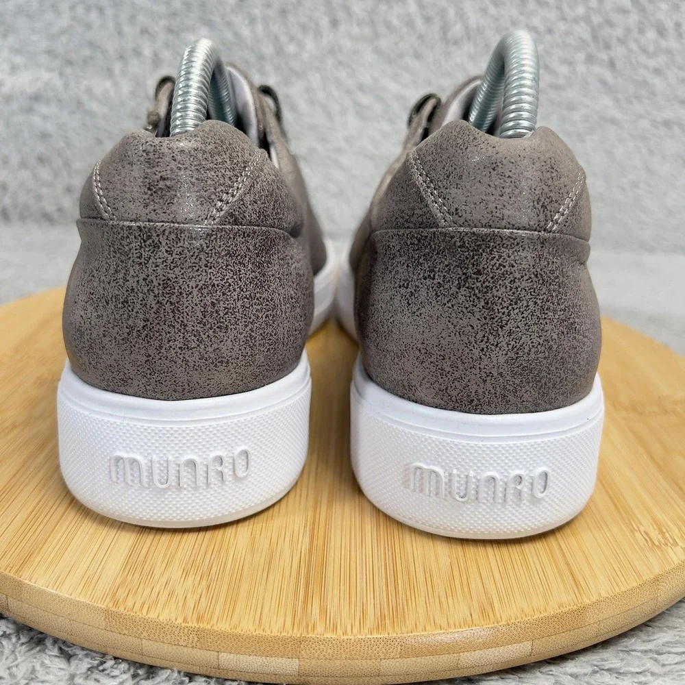 Munro Tilly Shoes Womens Size 9W Gray Leather Zip Lace Up Platform Casual